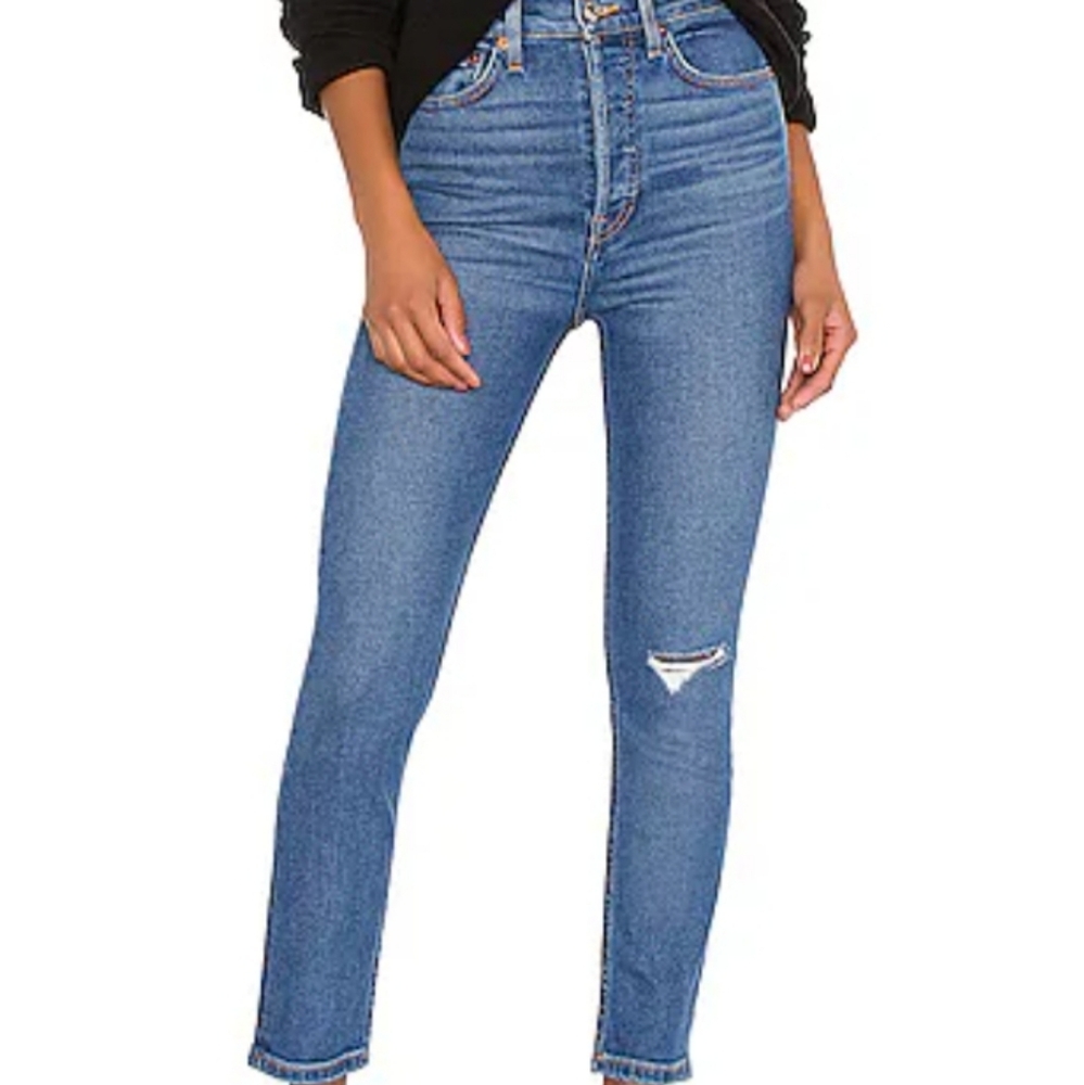 Re/Done Originals 90s Ultra High Rise Ankle Crop Blue Size 26